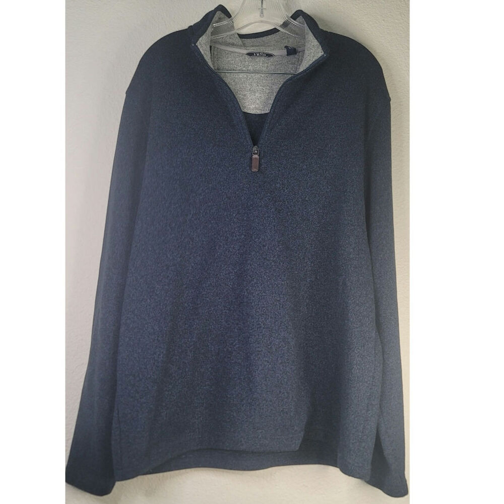 Men's IZOD Heather Blue Long Sleeve Fleece Pullover Sweatshirt 1/4 Zip